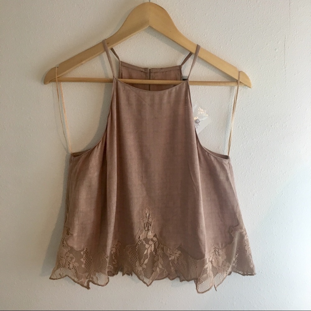 Pale Pink Lace Halter Top